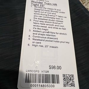 Lululemon Wunder train Hr tight 25 size 2